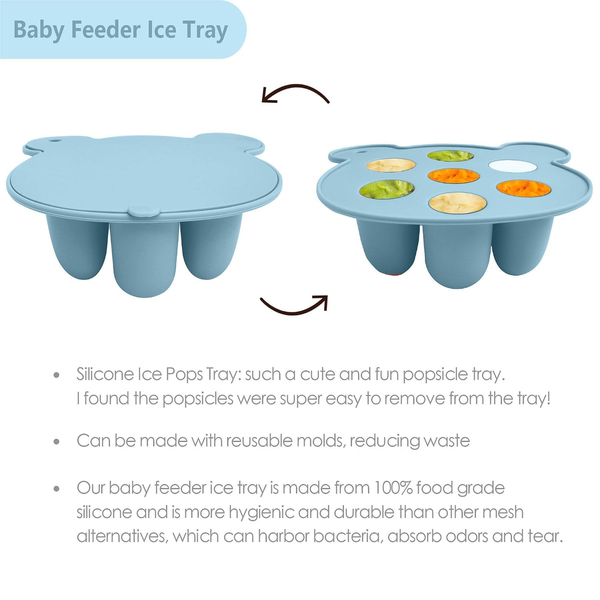 Silicone Freezer Tray Baby Fruit Feeder Food Teething Set Must-Have Pacifiers and Food Storage Containers for Babies 6 Months and Up