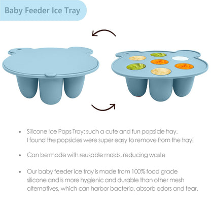 Silicone Freezer Tray Baby Fruit Feeder Food Teething Set Must-Have Pacifiers and Food Storage Containers for Babies 6 Months and Up