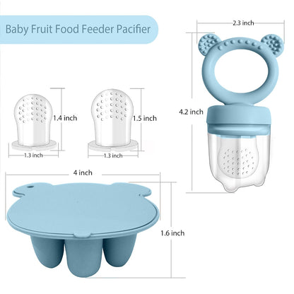 Silicone Freezer Tray Baby Fruit Feeder Food Teething Set Must-Have Pacifiers and Food Storage Containers for Babies 6 Months and Up