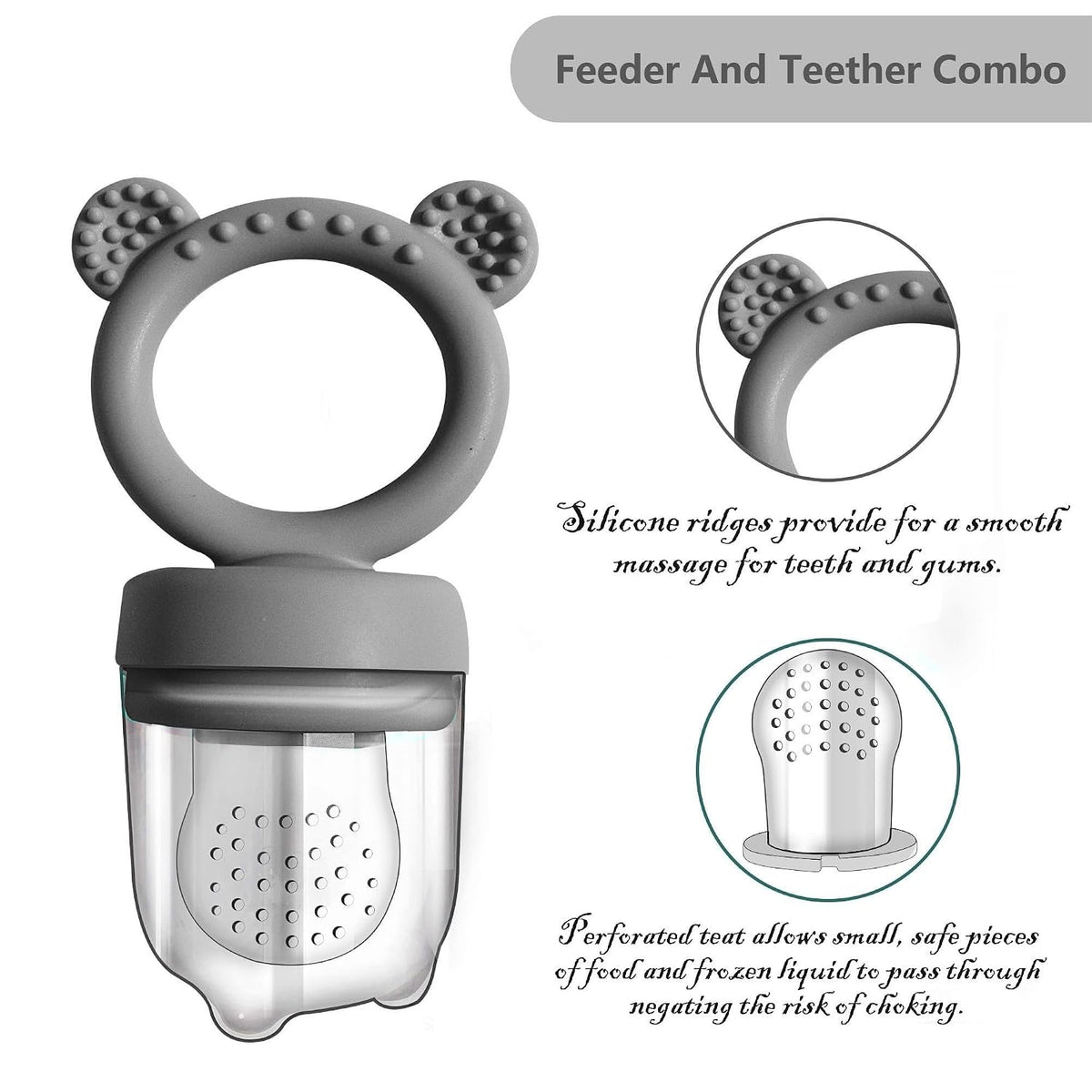 Silicone Freezer Tray Baby Fruit Feeder Food Teething Set Must-Have Pacifiers and Food Storage Containers for Babies 6 Months and Up