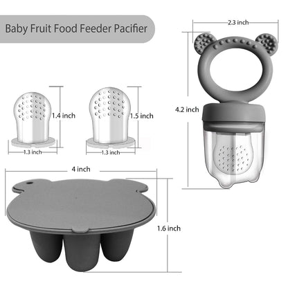 Silicone Freezer Tray Baby Fruit Feeder Food Teething Set Must-Have Pacifiers and Food Storage Containers for Babies 6 Months and Up