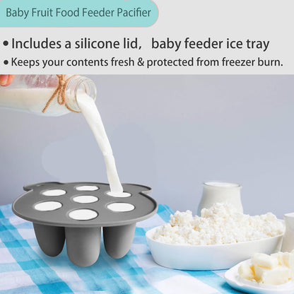 Silicone Freezer Tray Baby Fruit Feeder Food Teething Set Must-Have Pacifiers and Food Storage Containers for Babies 6 Months and Up