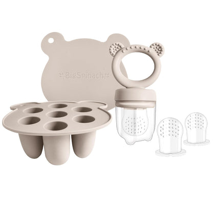 Silicone Freezer Tray Baby Fruit Feeder Food Teething Set Must-Have Pacifiers and Food Storage Containers for Babies 6 Months and Up