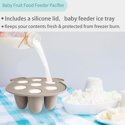 Silicone Freezer Tray Baby Fruit Feeder Food Teething Set Must-Have Pacifiers and Food Storage Containers for Babies 6 Months and Up