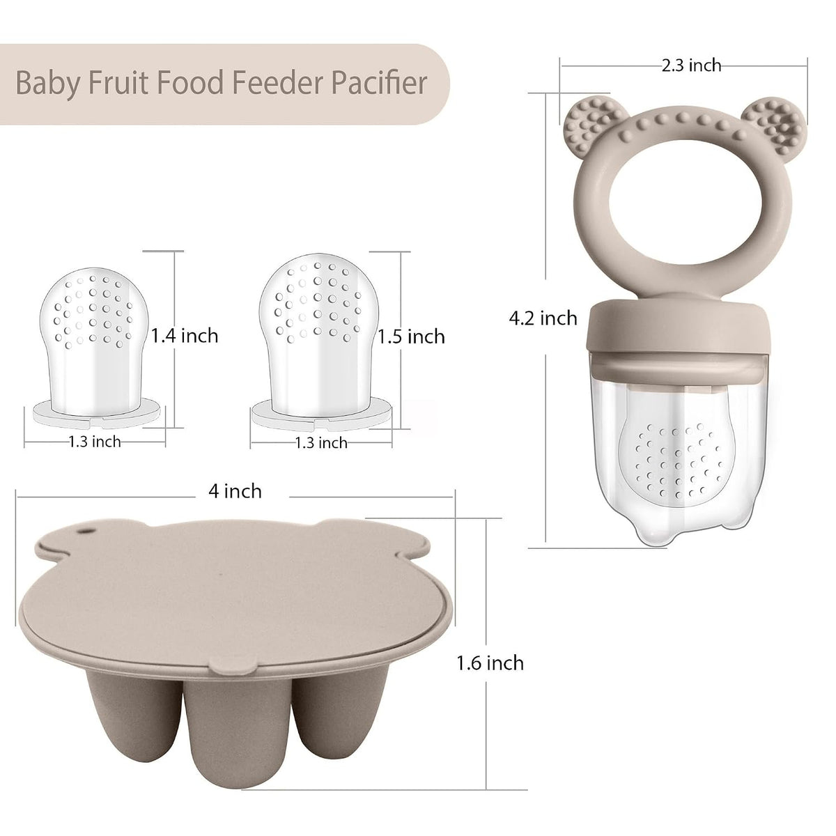Silicone Freezer Tray Baby Fruit Feeder Food Teething Set Must-Have Pacifiers and Food Storage Containers for Babies 6 Months and Up