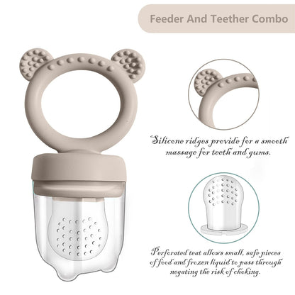 Silicone Freezer Tray Baby Fruit Feeder Food Teething Set Must-Have Pacifiers and Food Storage Containers for Babies 6 Months and Up