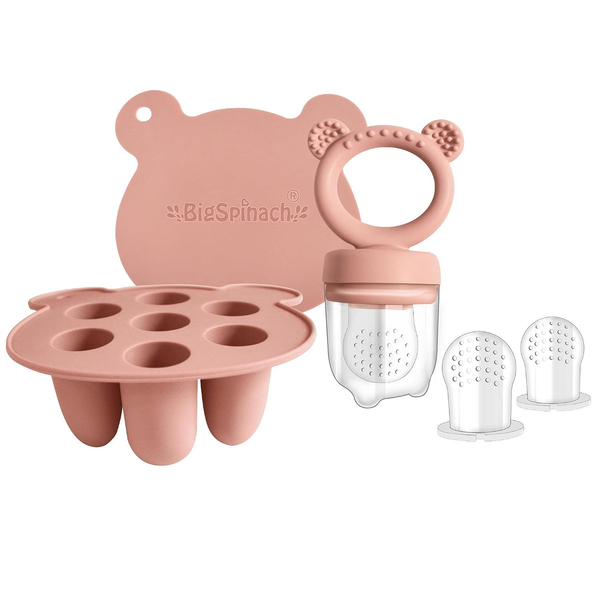 Silicone Freezer Tray Baby Fruit Feeder Food Teething Set Must-Have Pacifiers and Food Storage Containers for Babies 6 Months and Up
