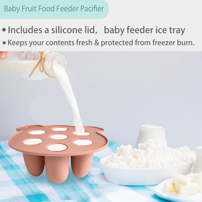 Silicone Freezer Tray Baby Fruit Feeder Food Teething Set Must-Have Pacifiers and Food Storage Containers for Babies 6 Months and Up