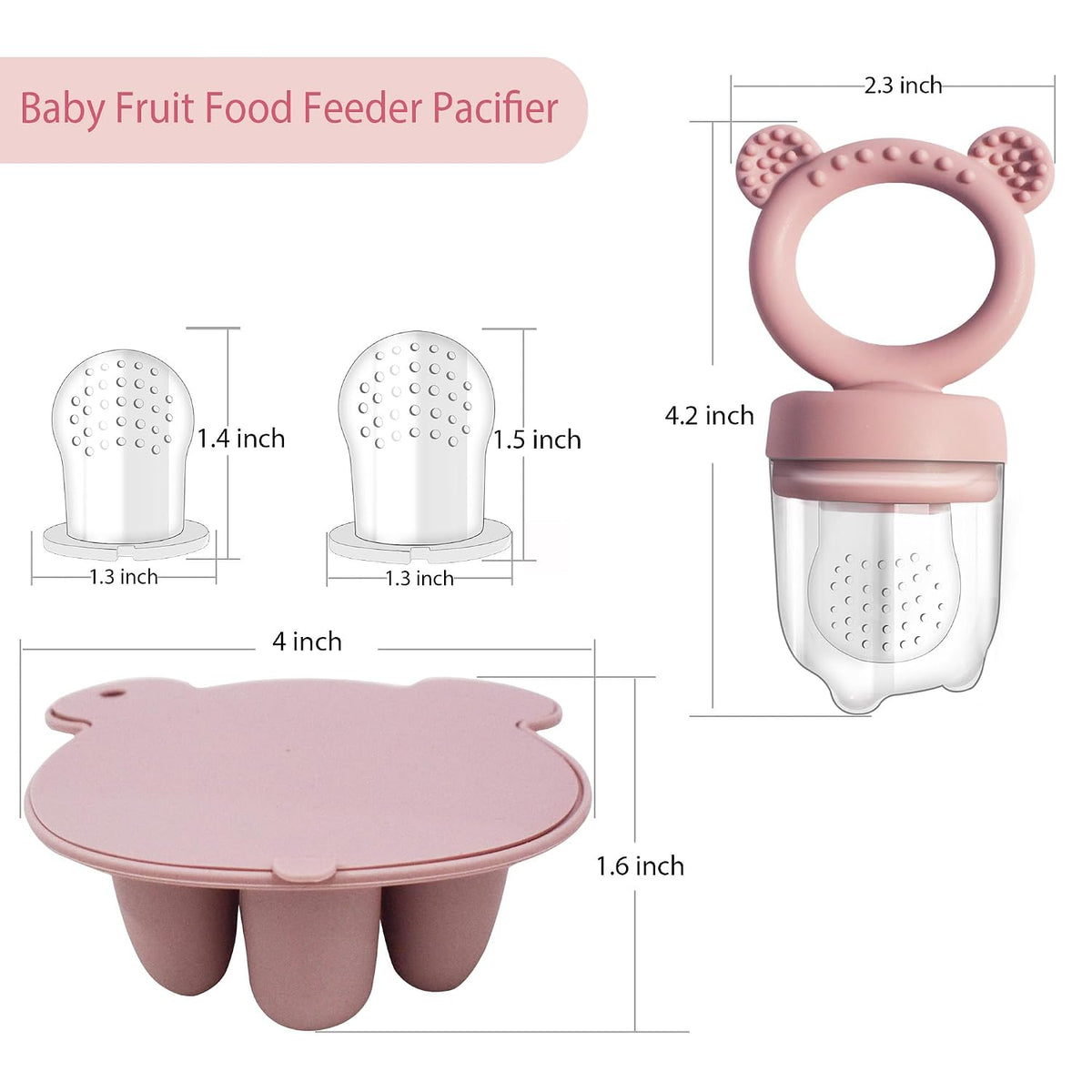 Silicone Freezer Tray Baby Fruit Feeder Food Teething Set Must-Have Pacifiers and Food Storage Containers for Babies 6 Months and Up