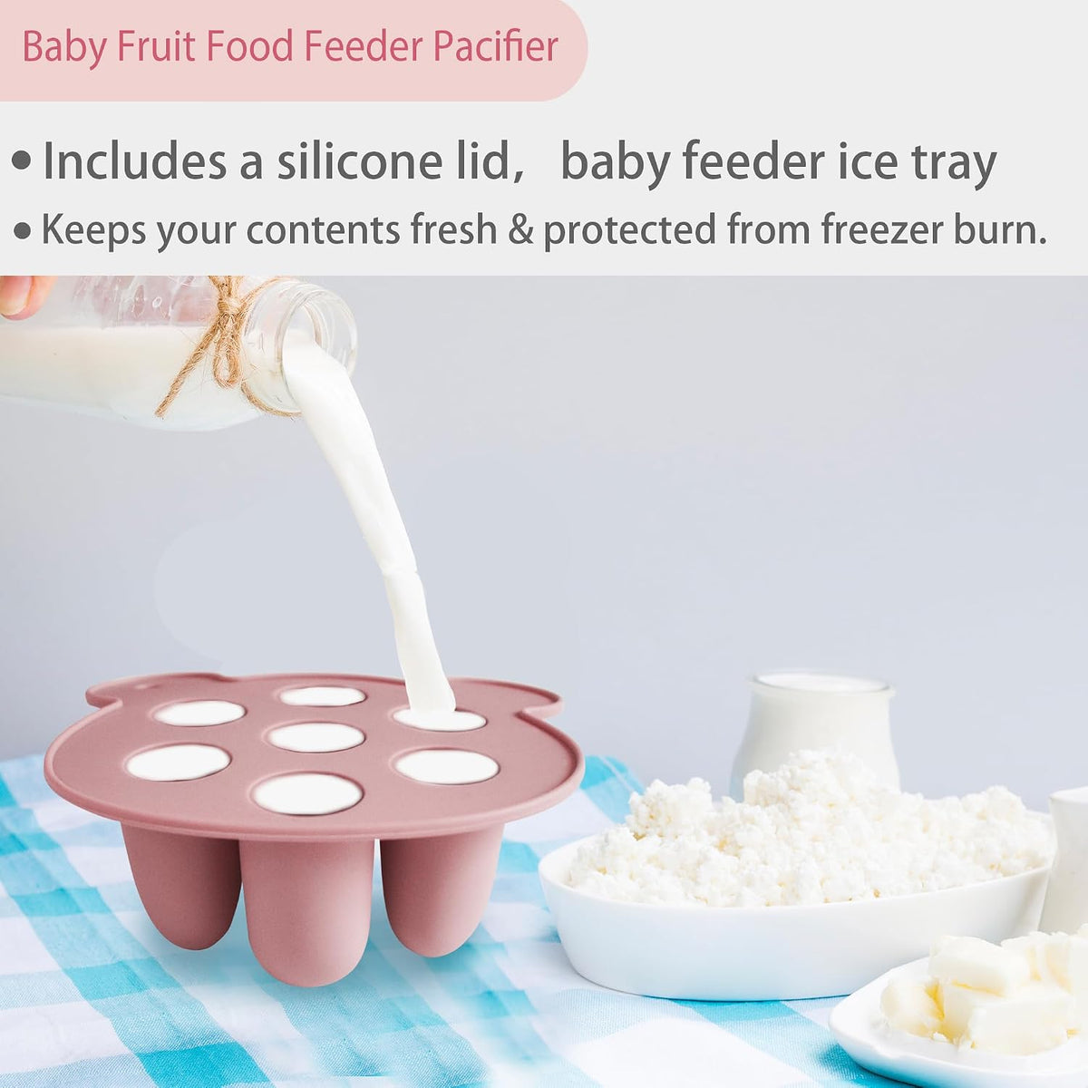 Silicone Freezer Tray Baby Fruit Feeder Food Teething Set Must-Have Pacifiers and Food Storage Containers for Babies 6 Months and Up