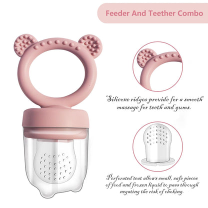 Silicone Freezer Tray Baby Fruit Feeder Food Teething Set Must-Have Pacifiers and Food Storage Containers for Babies 6 Months and Up