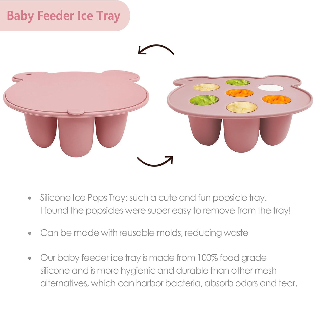 Silicone Freezer Tray Baby Fruit Feeder Food Teething Set Must-Have Pacifiers and Food Storage Containers for Babies 6 Months and Up