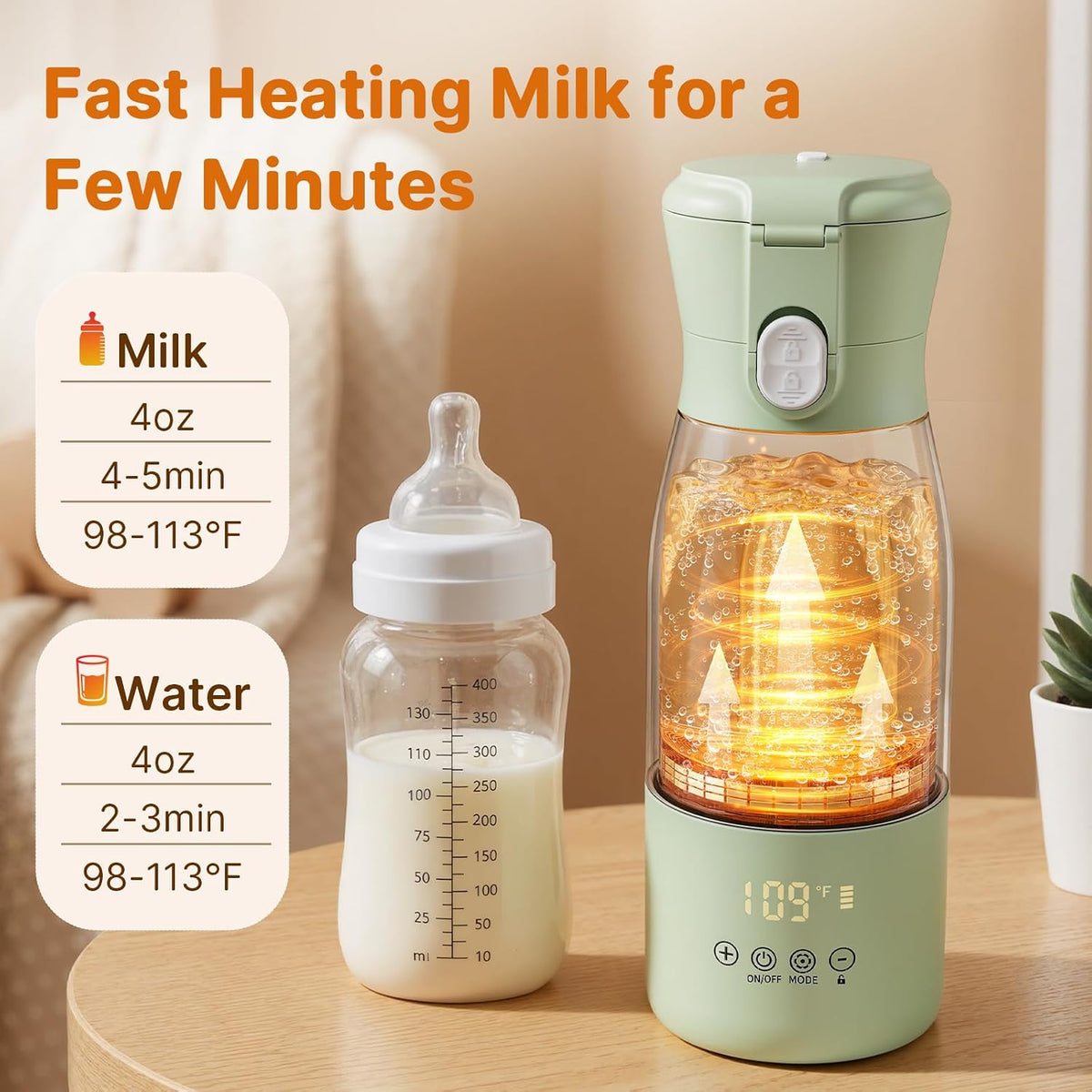 Portable Baby Bottle Warmer, 16000mAh Rechargeable Travel Milk Warmer