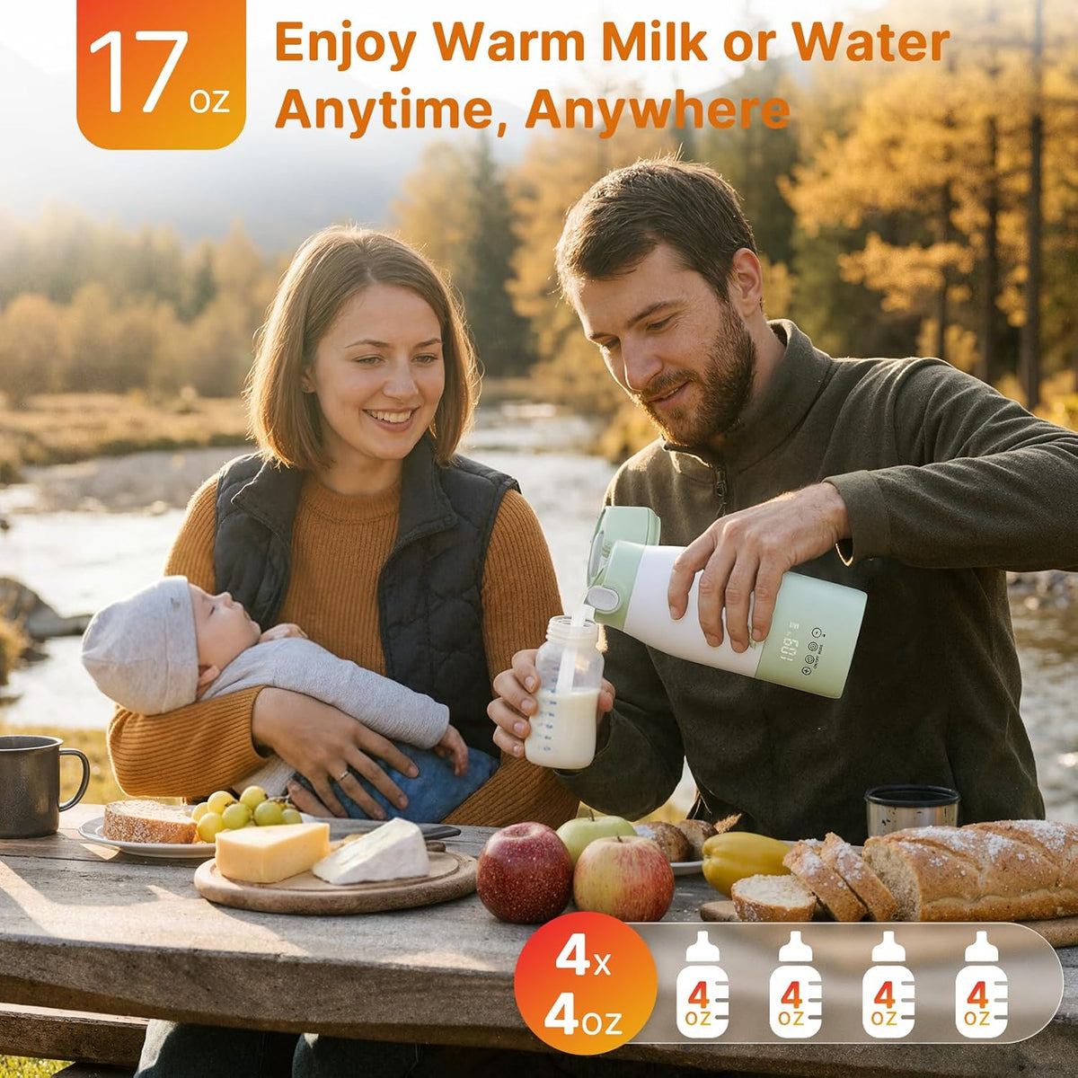 Portable Baby Bottle Warmer, 16000mAh Rechargeable Travel Milk Warmer