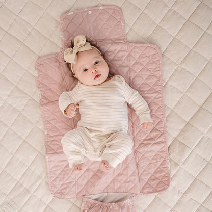 Portable Diaper Changing Pad - Waterproof Travel Baby Changing Mat - Foldable Compact Diaper Change Pad - Lightweight On The Go Change Station for Newborn Infant (Antique Rose)