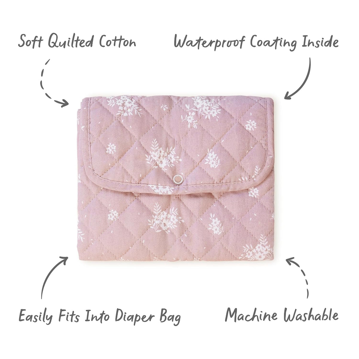 Portable Diaper Changing Pad - Waterproof Travel Baby Changing Mat - Foldable Compact Diaper Change Pad - Lightweight On The Go Change Station for Newborn Infant (Antique Rose)