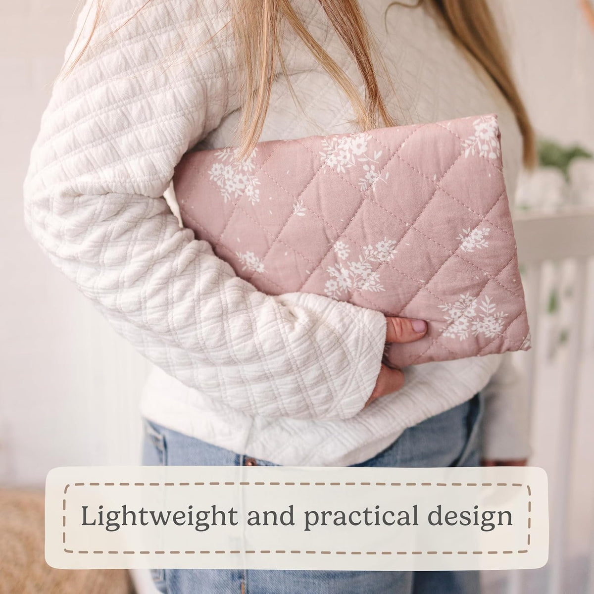 Portable Diaper Changing Pad - Waterproof Travel Baby Changing Mat - Foldable Compact Diaper Change Pad - Lightweight On The Go Change Station for Newborn Infant (Antique Rose)
