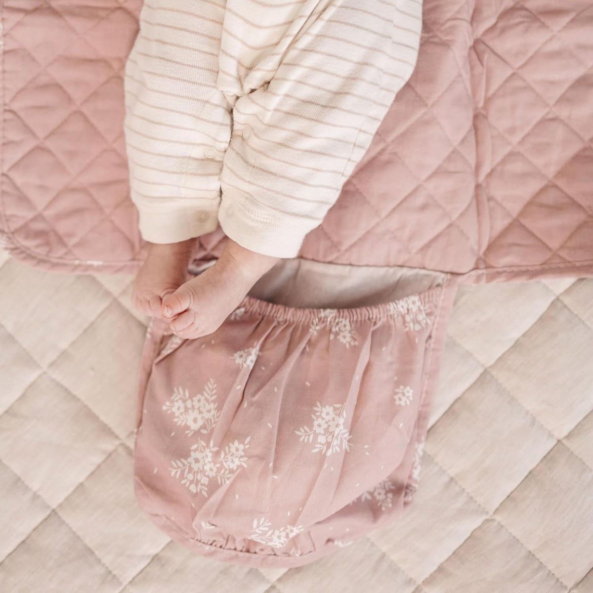 Portable Diaper Changing Pad - Waterproof Travel Baby Changing Mat - Foldable Compact Diaper Change Pad - Lightweight On The Go Change Station for Newborn Infant (Antique Rose)