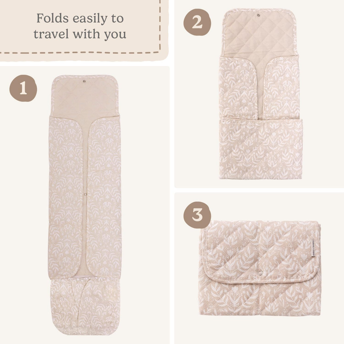 Portable Diaper Changing Pad - Waterproof Travel Baby Changing Mat - Foldable Compact Diaper Change Pad - Lightweight On The Go Change Station for Newborn Infant (Antique Rose)