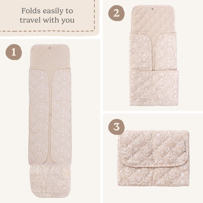 Portable Diaper Changing Pad - Waterproof Travel Baby Changing Mat - Foldable Compact Diaper Change Pad - Lightweight On The Go Change Station for Newborn Infant (Antique Rose)