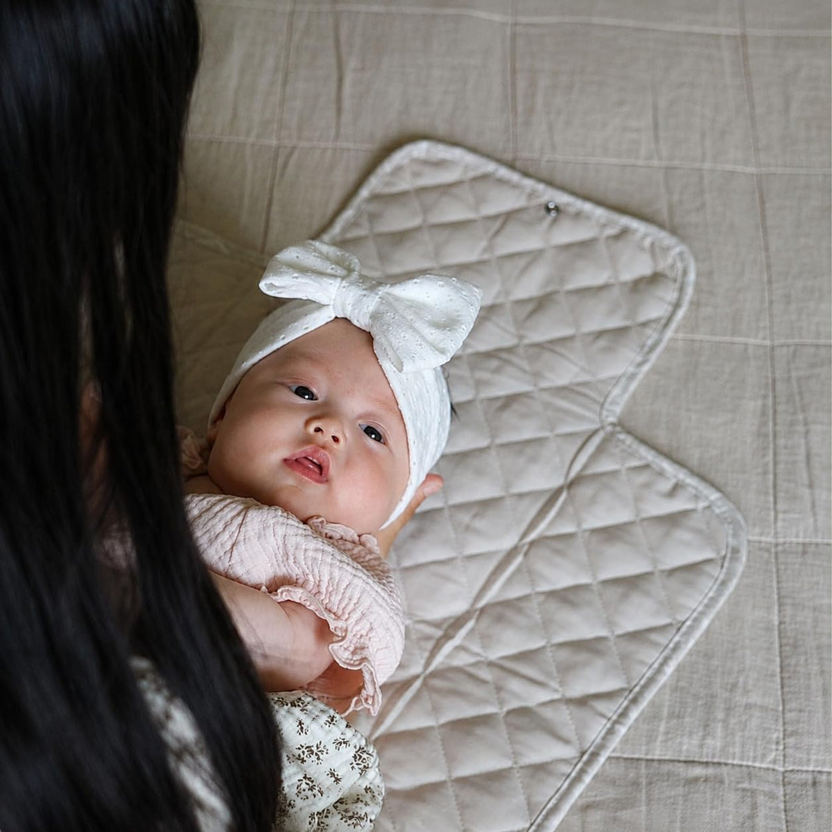 Portable Diaper Changing Pad - Waterproof Travel Baby Changing Mat - Foldable Compact Diaper Change Pad - Lightweight On The Go Change Station for Newborn Infant (Antique Rose)