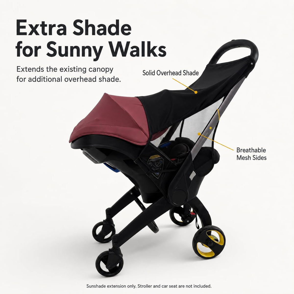 Sunshade Extension Compatible with Doona Car Seat Stroller, Mesh, Black