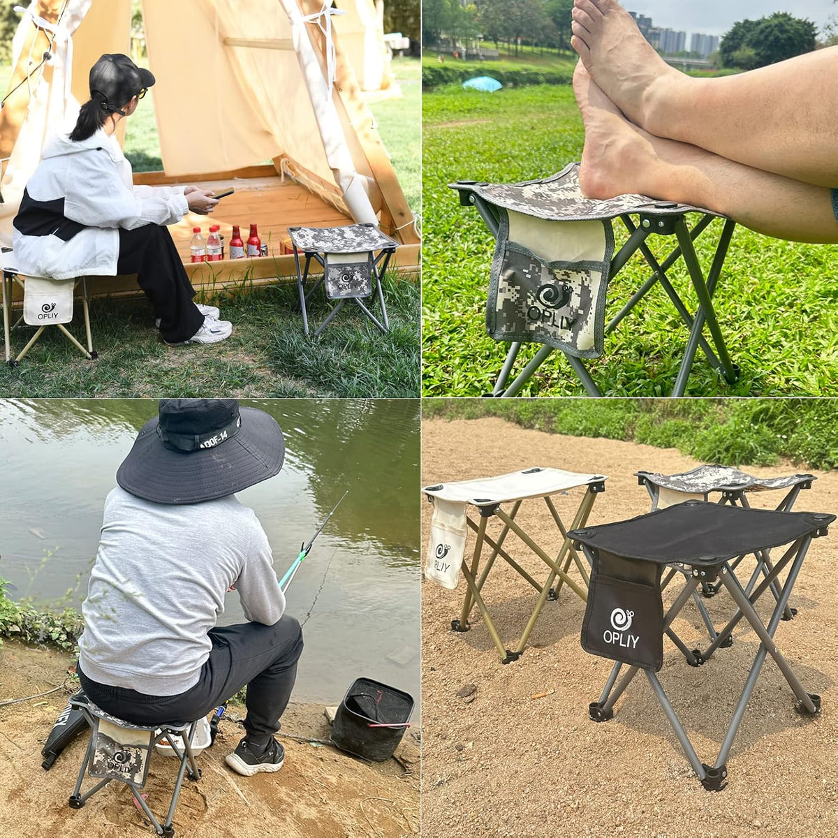 Camping Stool 2 Pack,Portable Folding Stool for Outdoor Gardening and Beach Hiking Fishing,Foot Stool with Carry Bag (Green)