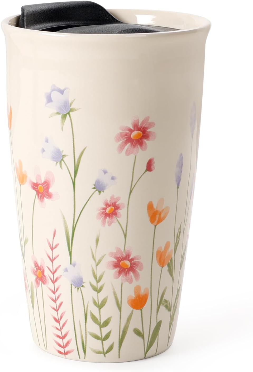 Ceramic Coffee Mug with Lid, Marble Double Wall Coffee Travel Mug Ceramic Tumbler 12 oz, Reusable Tall Cup, Splash Resistant Lid, Dishwasher Microwaveable Safe
