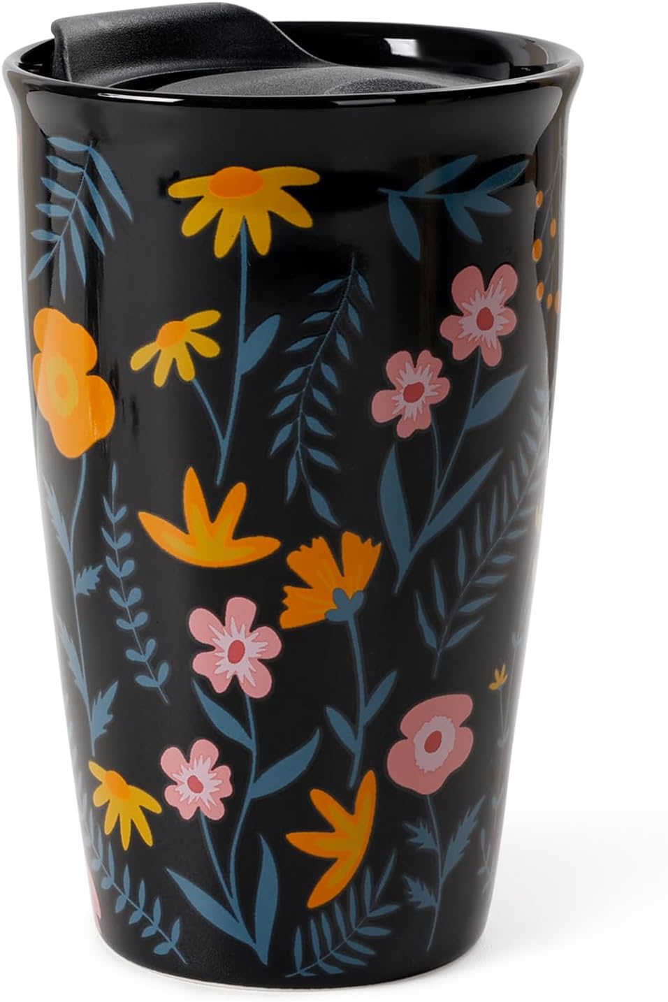 Ceramic Coffee Mug with Lid, Marble Double Wall Coffee Travel Mug Ceramic Tumbler 12 oz, Reusable Tall Cup, Splash Resistant Lid, Dishwasher Microwaveable Safe
