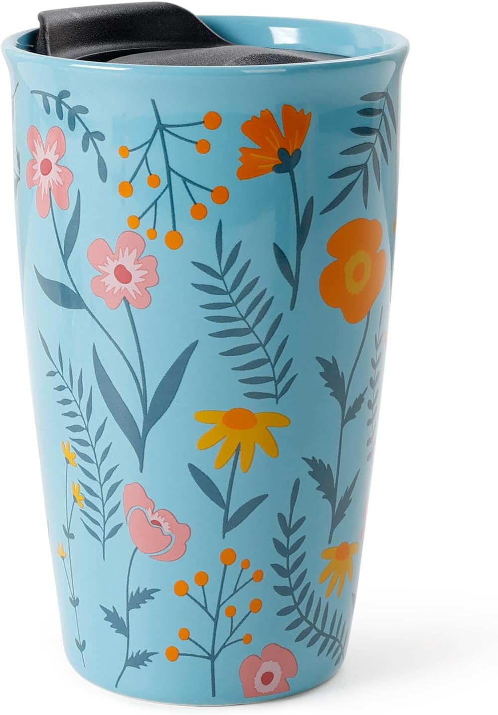 Ceramic Coffee Mug with Lid, Marble Double Wall Coffee Travel Mug Ceramic Tumbler 12 oz, Reusable Tall Cup, Splash Resistant Lid, Dishwasher Microwaveable Safe