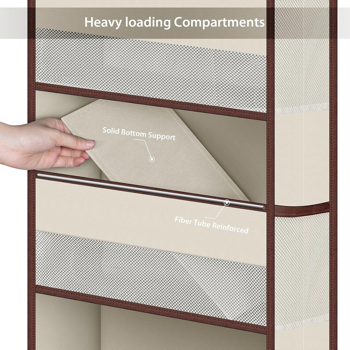 Fabric Over Door Hanging Organizer for Baby Nursery, Grey, 6-Shelf