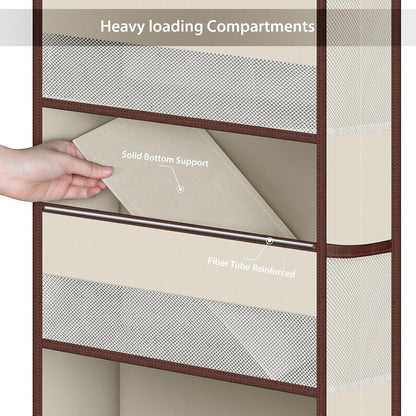 Fabric Over Door Hanging Organizer for Baby Nursery, Grey, 6-Shelf