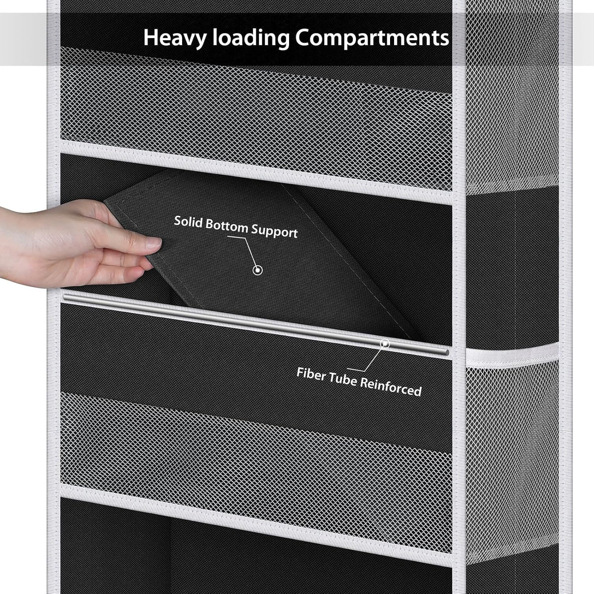Fabric Over Door Hanging Organizer for Baby Nursery, Grey, 6-Shelf