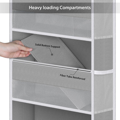 Fabric Over Door Hanging Organizer for Baby Nursery, Grey, 6-Shelf