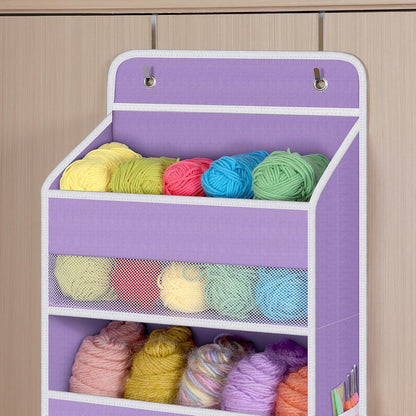 Fabric Over Door Hanging Organizer for Baby Nursery, Grey, 6-Shelf