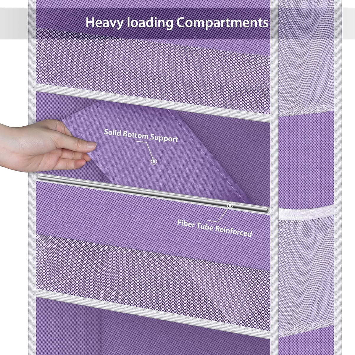Fabric Over Door Hanging Organizer for Baby Nursery, Grey, 6-Shelf