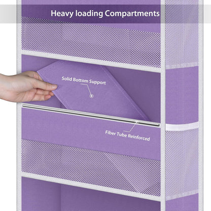 Fabric Over Door Hanging Organizer for Baby Nursery, Grey, 6-Shelf