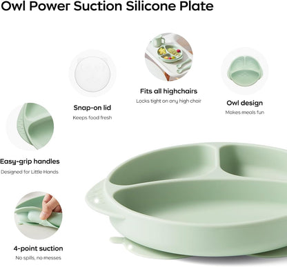 6PCS Silicone Baby Feeding Set | Suction Plate, Bowl, Bib, Sippy Cup, Forks & Spoons | BPA-Free Toddler Tableware (Pink)