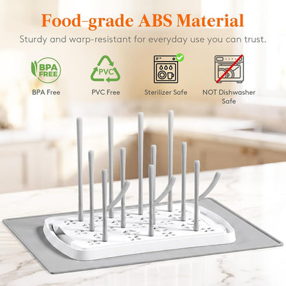 Portable Baby Bottle Drying Rack with Drain Tray, BPA Free