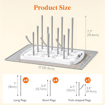 Portable Baby Bottle Drying Rack with Drain Tray, BPA Free