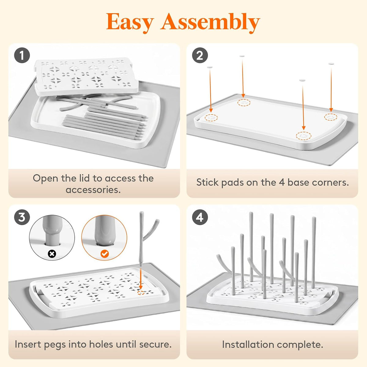 Portable Baby Bottle Drying Rack with Drain Tray, BPA Free