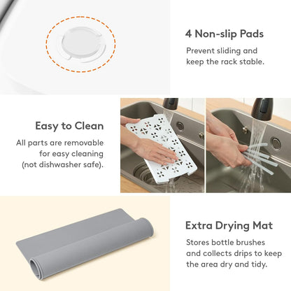 Portable Baby Bottle Drying Rack with Drain Tray, BPA Free