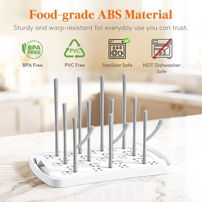 Portable Baby Bottle Drying Rack with Drain Tray, BPA Free