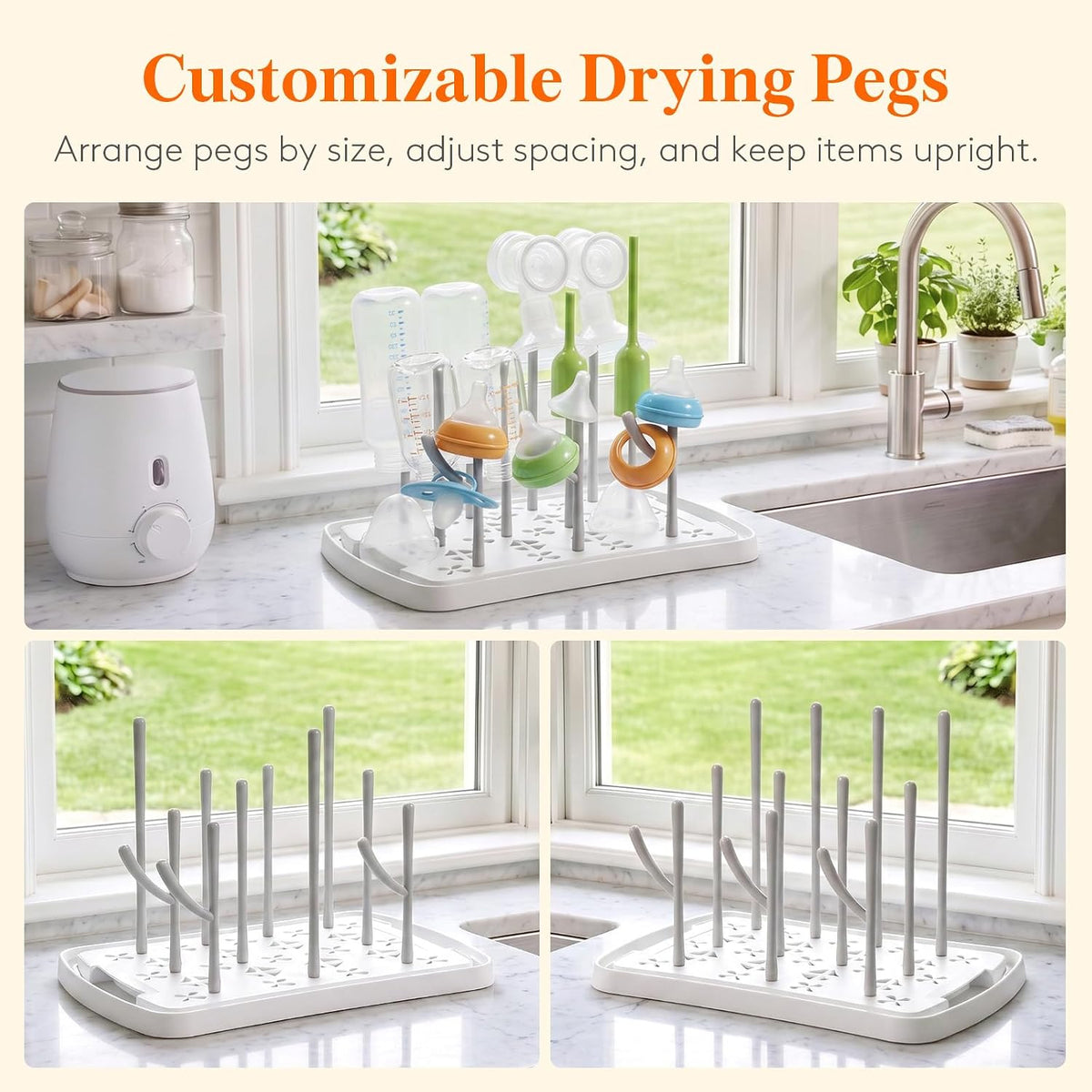 Portable Baby Bottle Drying Rack with Drain Tray, BPA Free
