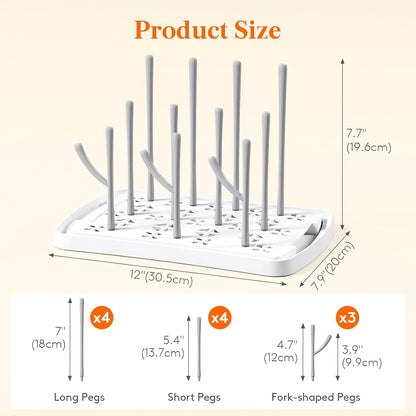 Portable Baby Bottle Drying Rack with Drain Tray, BPA Free