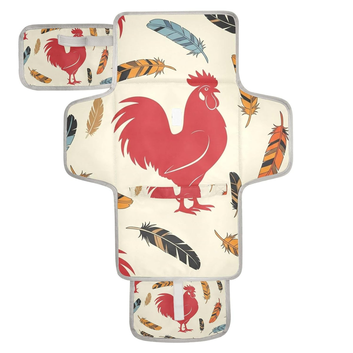 Rooster Feathers Print Portable Diaper Changing Pad for Walks