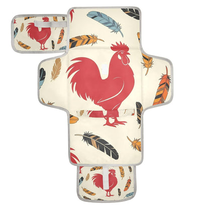 Rooster Feathers Print Portable Diaper Changing Pad for Walks