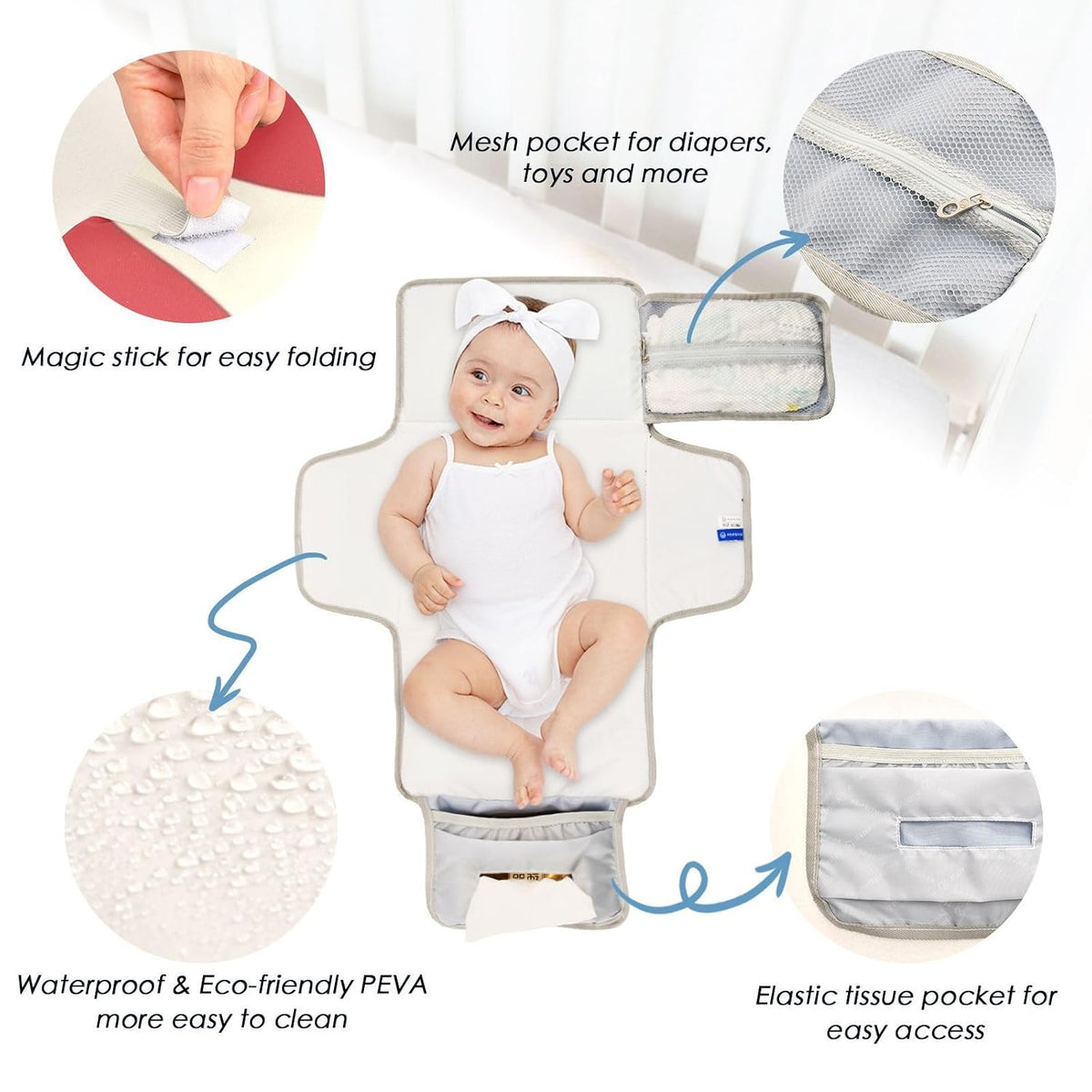 Rooster Feathers Print Portable Diaper Changing Pad for Walks