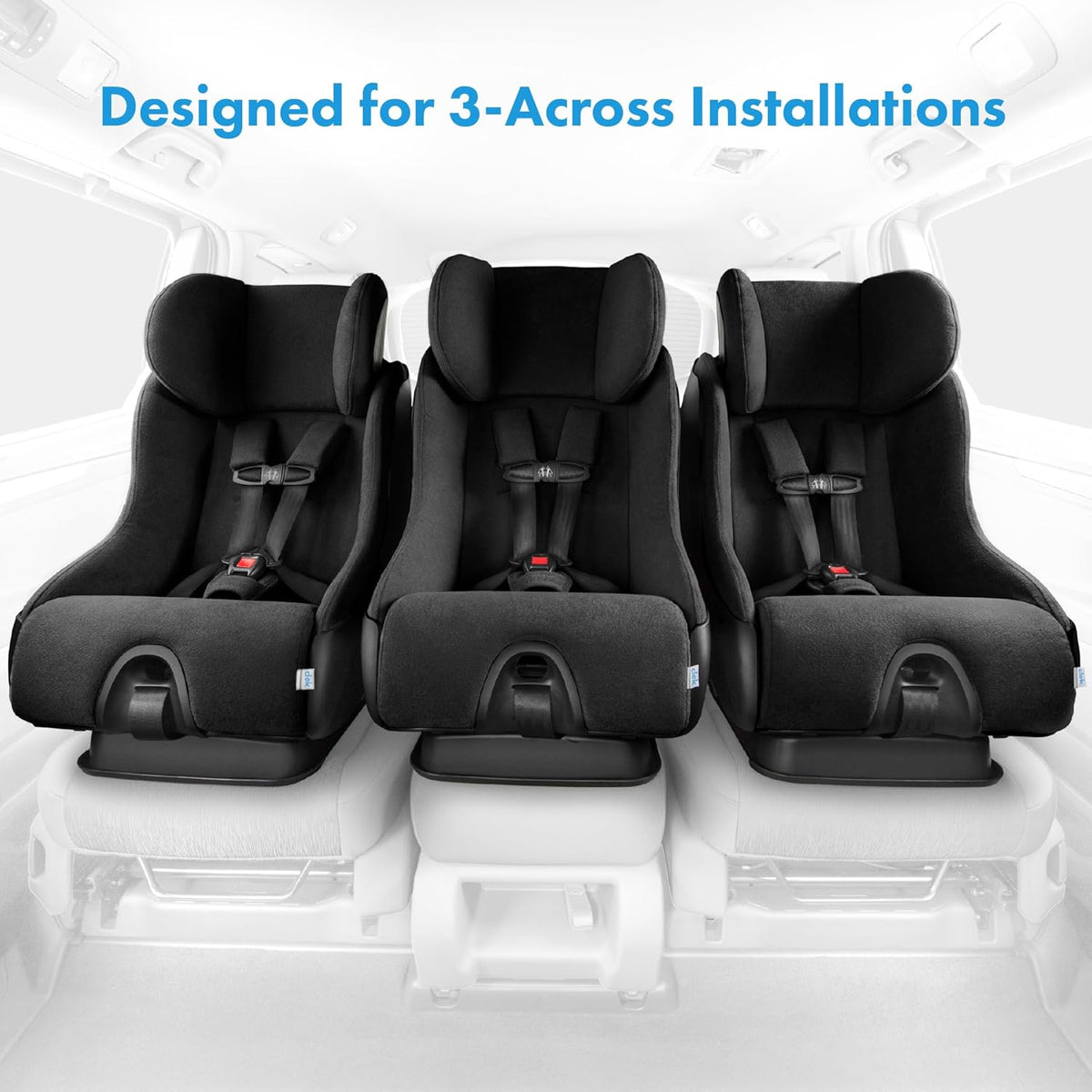 Fllo Convertible Car Seat - Compact Design for 3-Across Seating, Extended Rear-Facing with Anti-Rebound Bar and Flame Retardant-Free (Railroad Ziip)
