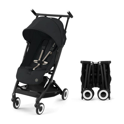 Libelle 2 Travel Baby Stroller - Lightweight Carry-On Travel Stroller for Airplane with One-Hand Recline, Compatible with Car Seats, Magic Black